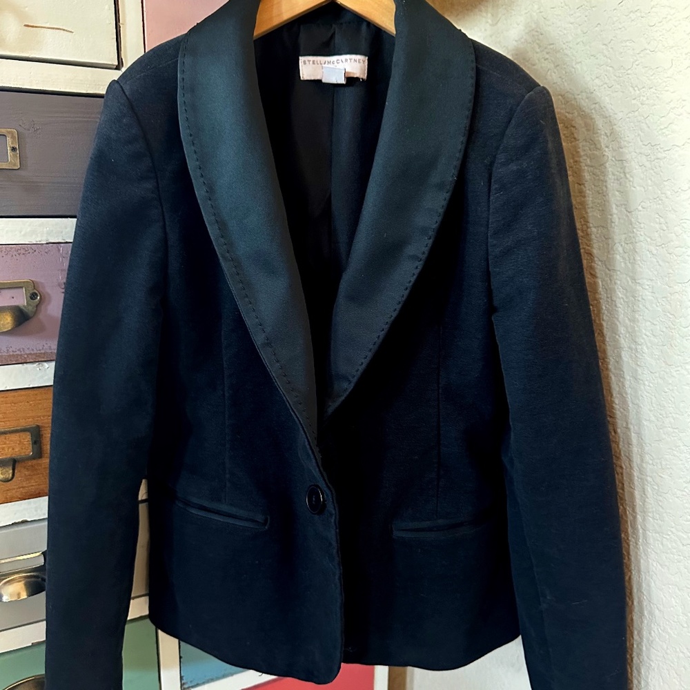 Girls Stella McCartney for Gap Black Velvet blazer satin collar tuxedo 8-10